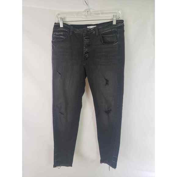 KanCan Mid Rise Ankle Skinny Black Distressed Jeans sz. 30"W 4012 - Picture 1 of 6